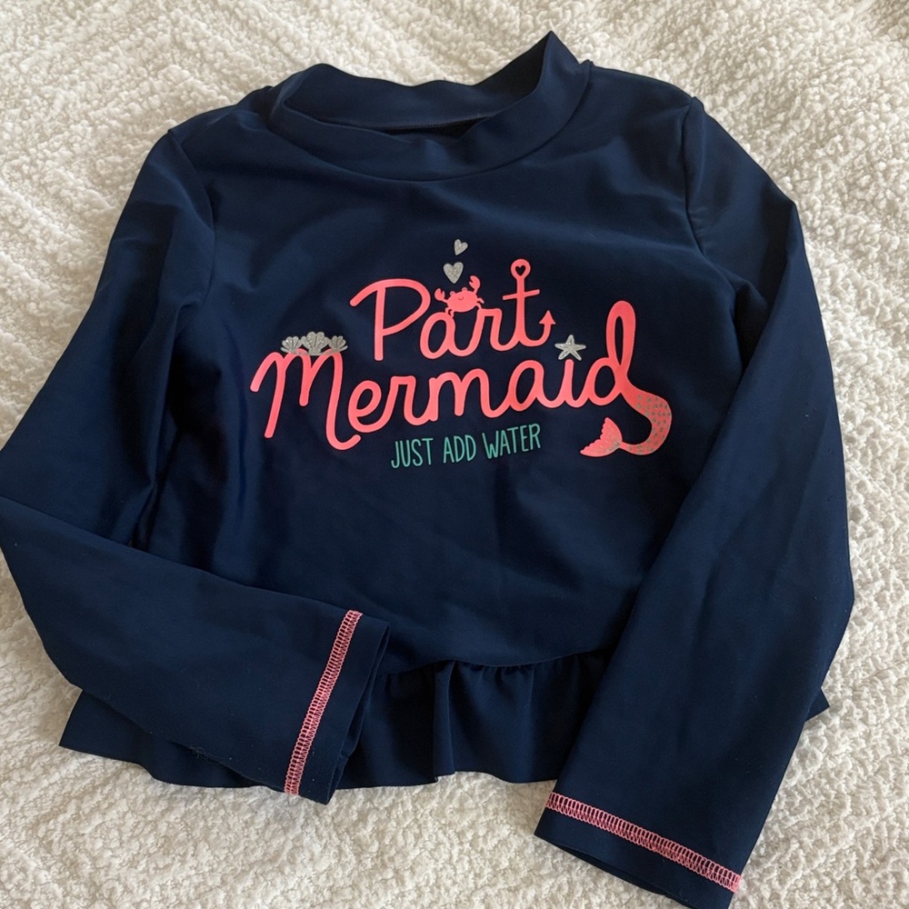 Navy Blue Kids Swim Top - Part Mermaid Design by Simple Joys 5T